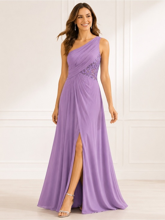 David's Bridal Dresses & Skirts - David’s Bridal Lavender One Shoulder Lace Bridesmaid Formal Gown Size 4